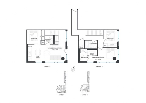 Floor plan for 3 beds, 2 baths, 1104 sqft